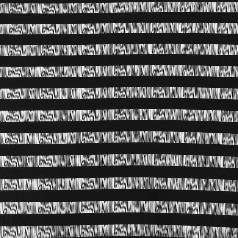 Polyester Single Spun Polyester Fabric - Black/White Stripes, 58-60" Width