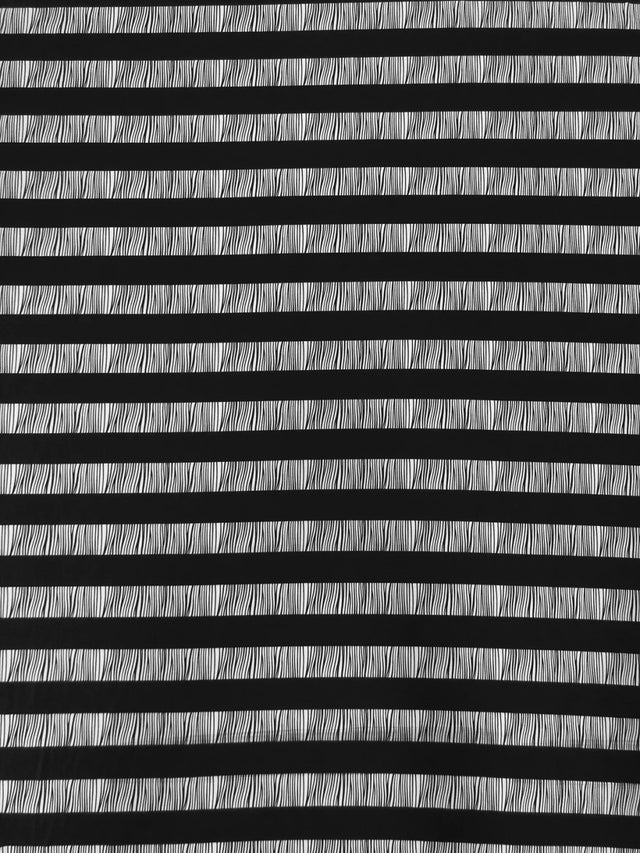 Polyester Single Spun Polyester Fabric - Black/White Stripes, 58-60" Width