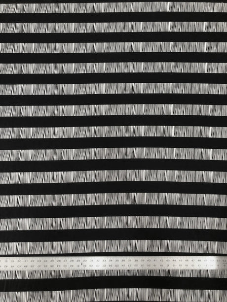 Polyester Single Spun Polyester Fabric - Black/White Stripes, 58-60" Width