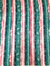 Polyester Spandex Fabric - 2 Way Stretch, Stripes, Shiny Foil Design, Teal/Pink, Orange/Yellow, 58-60" Width