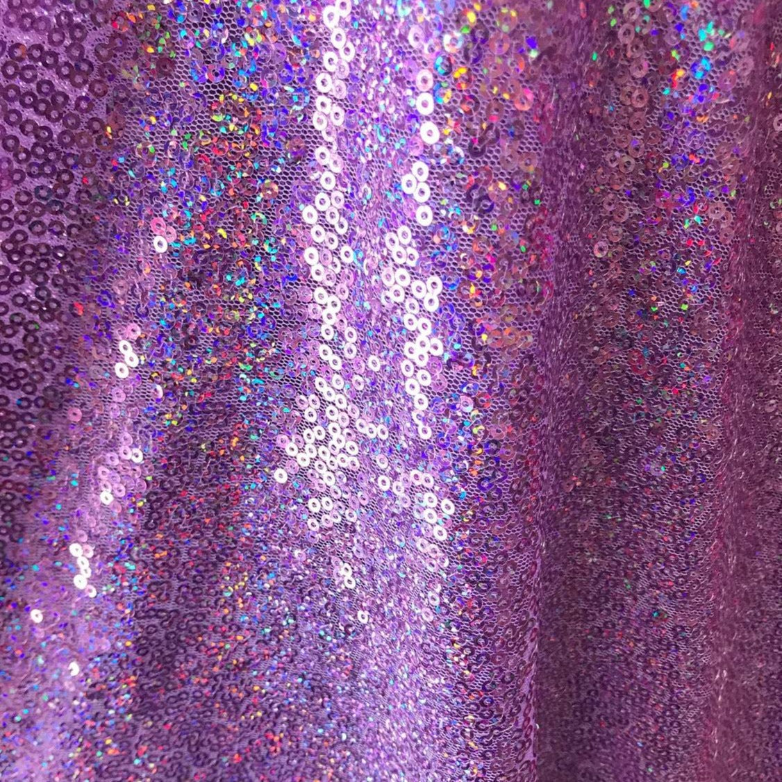 Lilac Mini Glitz Sequin Mesh Fabric,