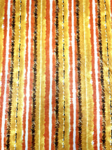 Polyester Spandex Fabric - 2 Way Stretch, Stripes, Shiny Foil Design, Teal/Pink, Orange/Yellow, 58-60" Width