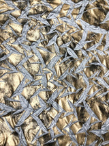 Polyester Spandex Fabric - Crinkle 2 Tone Matte Foil Kamang Design, Charcoal/Grey, Charcoal/Gold, 54/56" Width