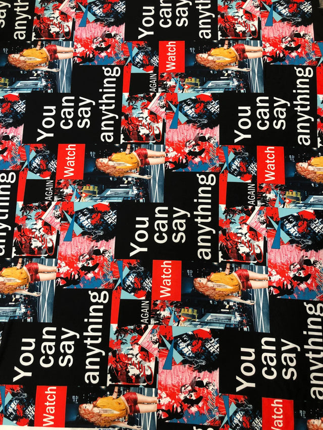 Polyester ITY Matte Jersey Fabric - Big Design, 2-Way Stretch, Lightweight, 58" To 60" Width