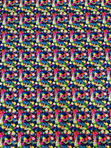 Nylon Spandex Fabric - Neon Small Floral And Toucans Design, 58" To 60" Width