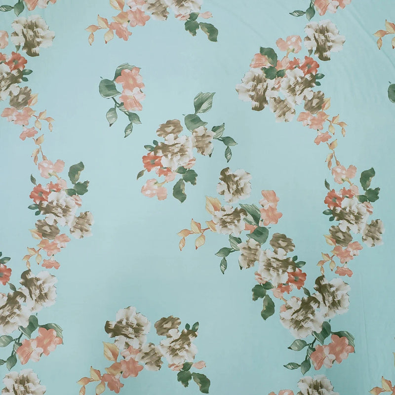 Polyester Spandex Fabric - Floral Design, 58" To 60" Width