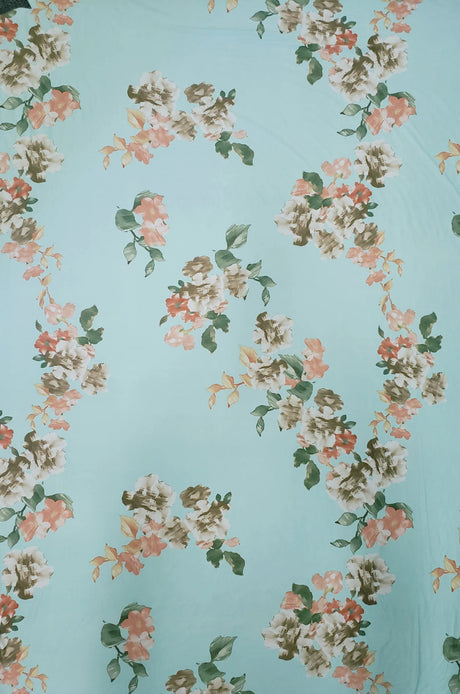 Polyester Spandex Fabric - Floral Design, 58" To 60" Width