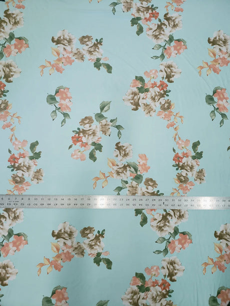 Polyester Spandex Fabric - Floral Design, 58" To 60" Width