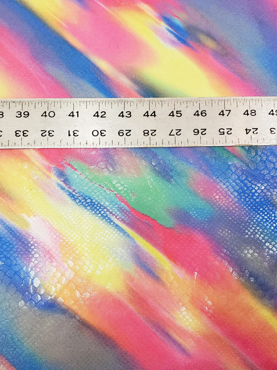 Color Splash Polyester Spandex Fabric - Shiny Snake Print Foil, Blue Fuchsia, 58"-60" Width