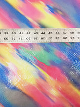 Color Splash Polyester Spandex Fabric - Shiny Snake Print Foil, Blue Fuchsia, 58"-60" Width
