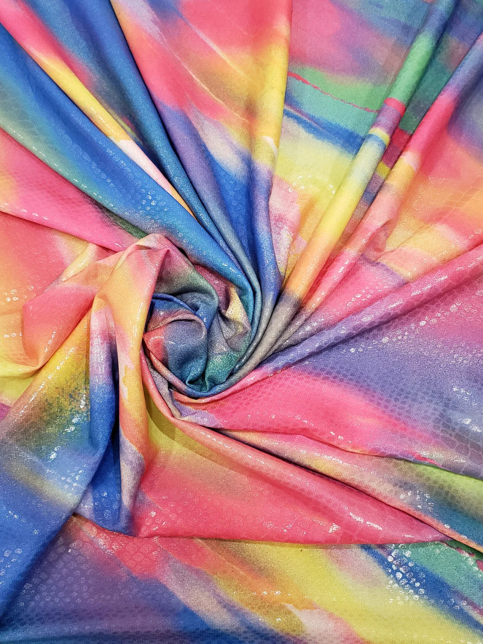 Color Splash Polyester Spandex Fabric - Shiny Snake Print Foil, Blue Fuchsia, 58"-60" Width