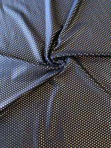 Nylon Spandex Supplex Fabric - Heavy Weight, Navy/Gold Foil Dots, 58" Width
