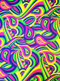 Colorful Neon Psychedelic Retro Pattern Nylon Spandex Fabric - Multi Color, Orange/Yellow, Teal/Green, 58"-60" Width