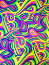 Colorful Neon Psychedelic Retro Pattern Nylon Spandex Fabric - Multi Color, Orange/Yellow, Teal/Green, 58"-60" Width