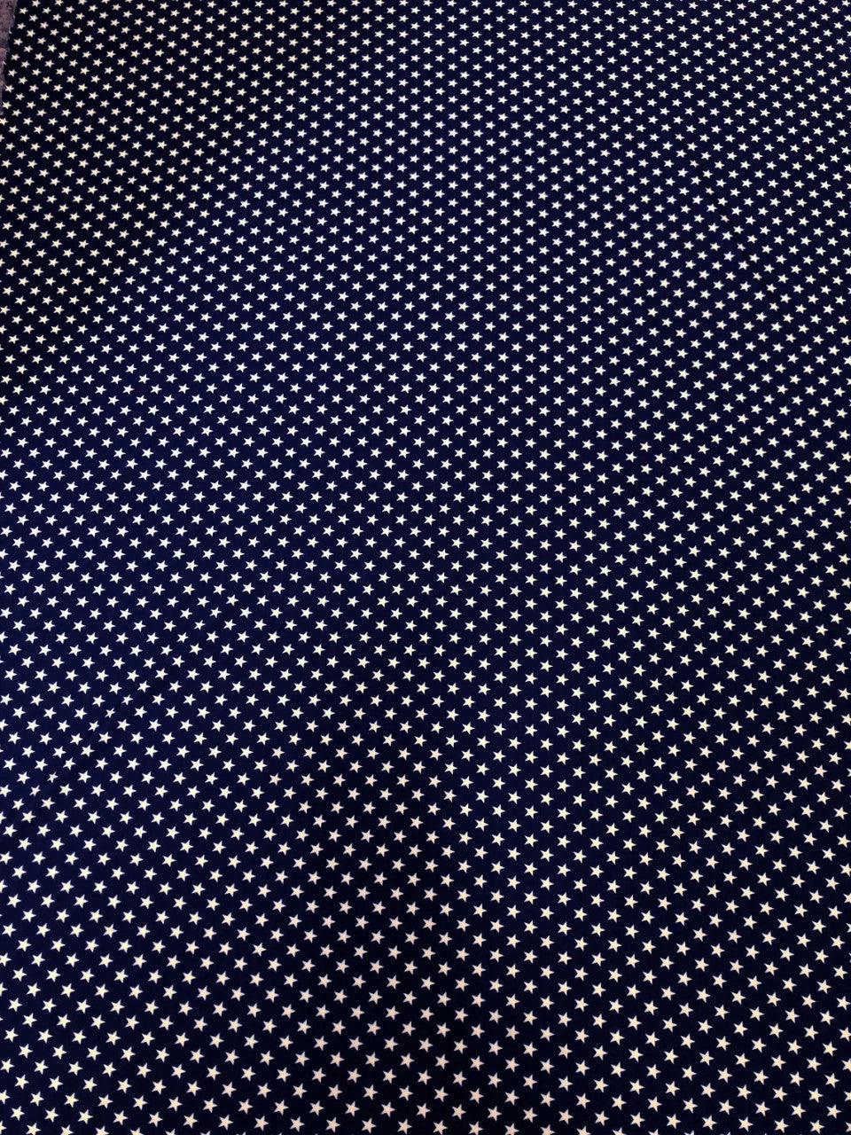 White Small Stars On Blue Polyester Spandex Fabric - White Small Stars On Blue, 54-56" Width