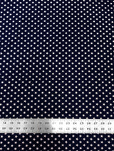 White Small Stars On Blue Polyester Spandex Fabric - White Small Stars On Blue, 54-56" Width