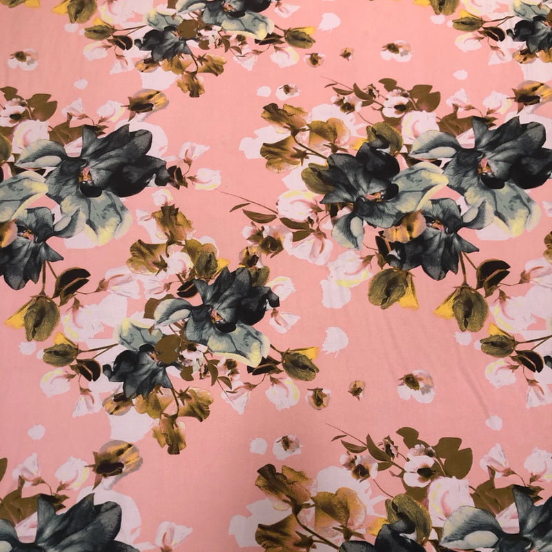 Big Floral Print Polyester Spandex Fabric - Floral Print, 58"-60" Width