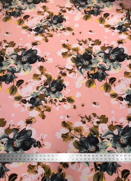 Big Floral Print Polyester Spandex Fabric - Floral Print, 58"-60" Width