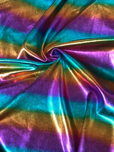 Nylon Spandex Fabric - Ombre Horizontal Foil Stripes, 58"-60" Width