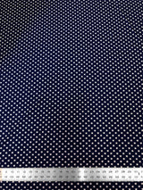 White Small Stars On Blue Polyester Spandex Fabric - White Small Stars On Blue, 54-56" Width