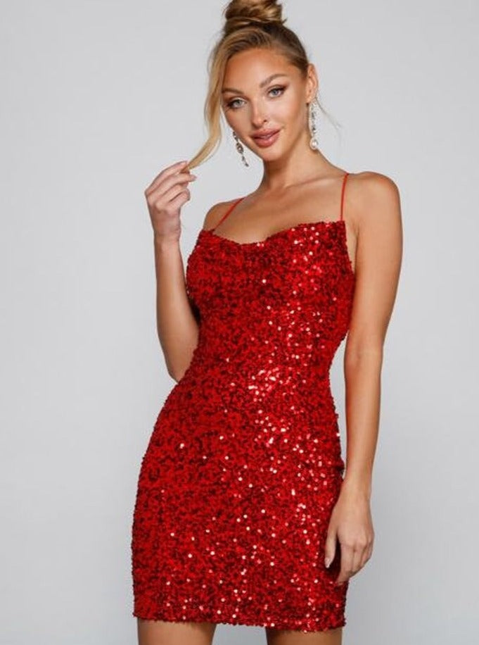 Stretch Red Sequin on Mesh