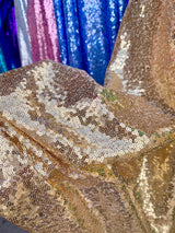 Stretch Sequin on Mesh Gold