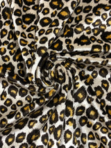 Polyester Spandex Velvet Panne Fabric - Small Cheetah Design, 2-Way Stretch, 58" Width