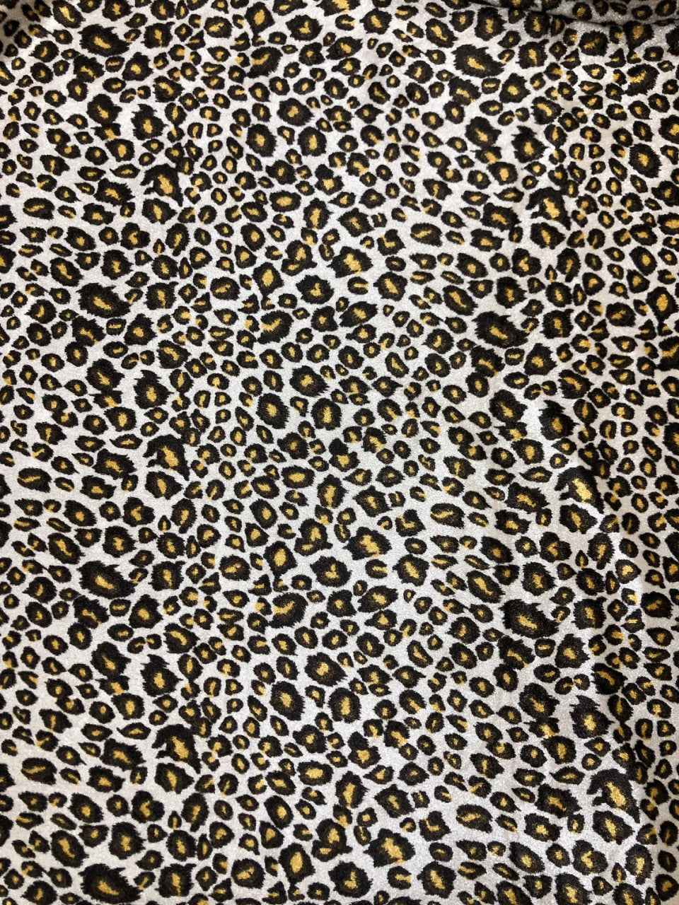 Polyester Spandex Velvet Panne Fabric - Small Cheetah Design, 2-Way Stretch, 58" Width