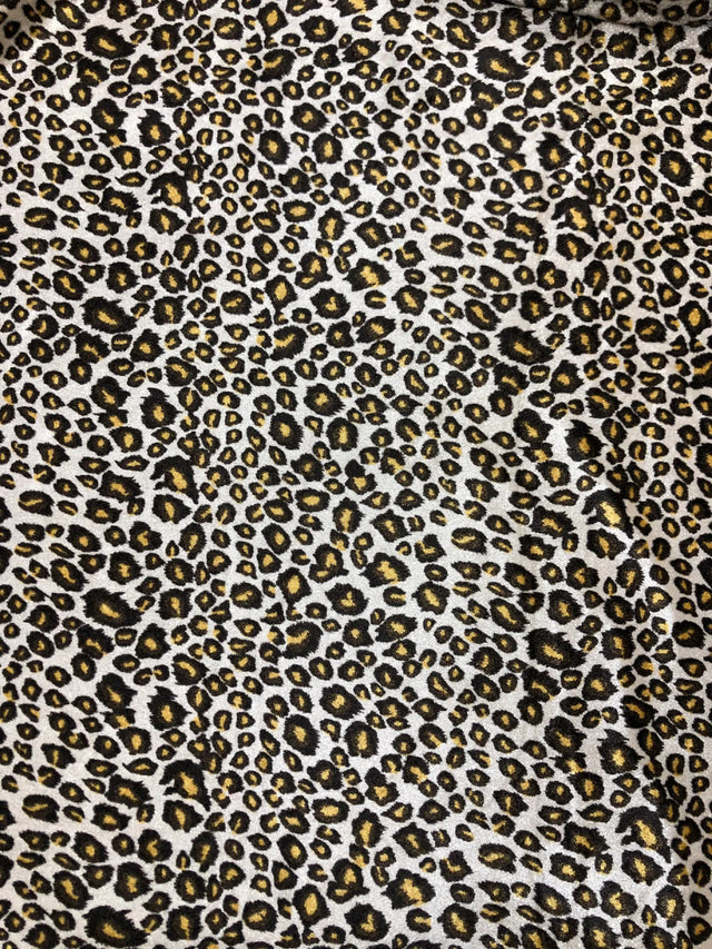 Polyester Spandex Velvet Panne Fabric - Small Cheetah Design, 2-Way Stretch, 58" Width