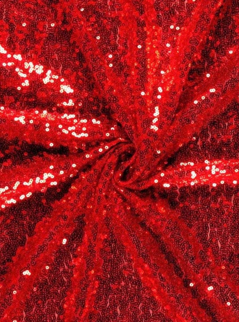 Stretch Red Sequin on Mesh