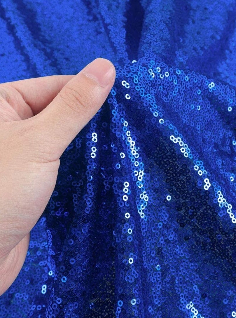 Stretch Sequin on Mesh Royal Blue