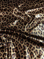 Leopard Shiny Foil Design Polyester Spandex Fabric - Leopard Print, Shiny Foil, 58-60" Width