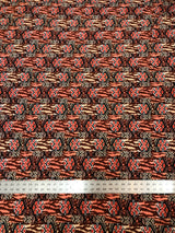 Checked With Gold Coins Print Polyester Spandex Fabric - Checked Gold Coins Print, 58"-60" Width