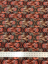 Checked With Gold Coins Print Polyester Spandex Fabric - Checked Gold Coins Print, 58"-60" Width