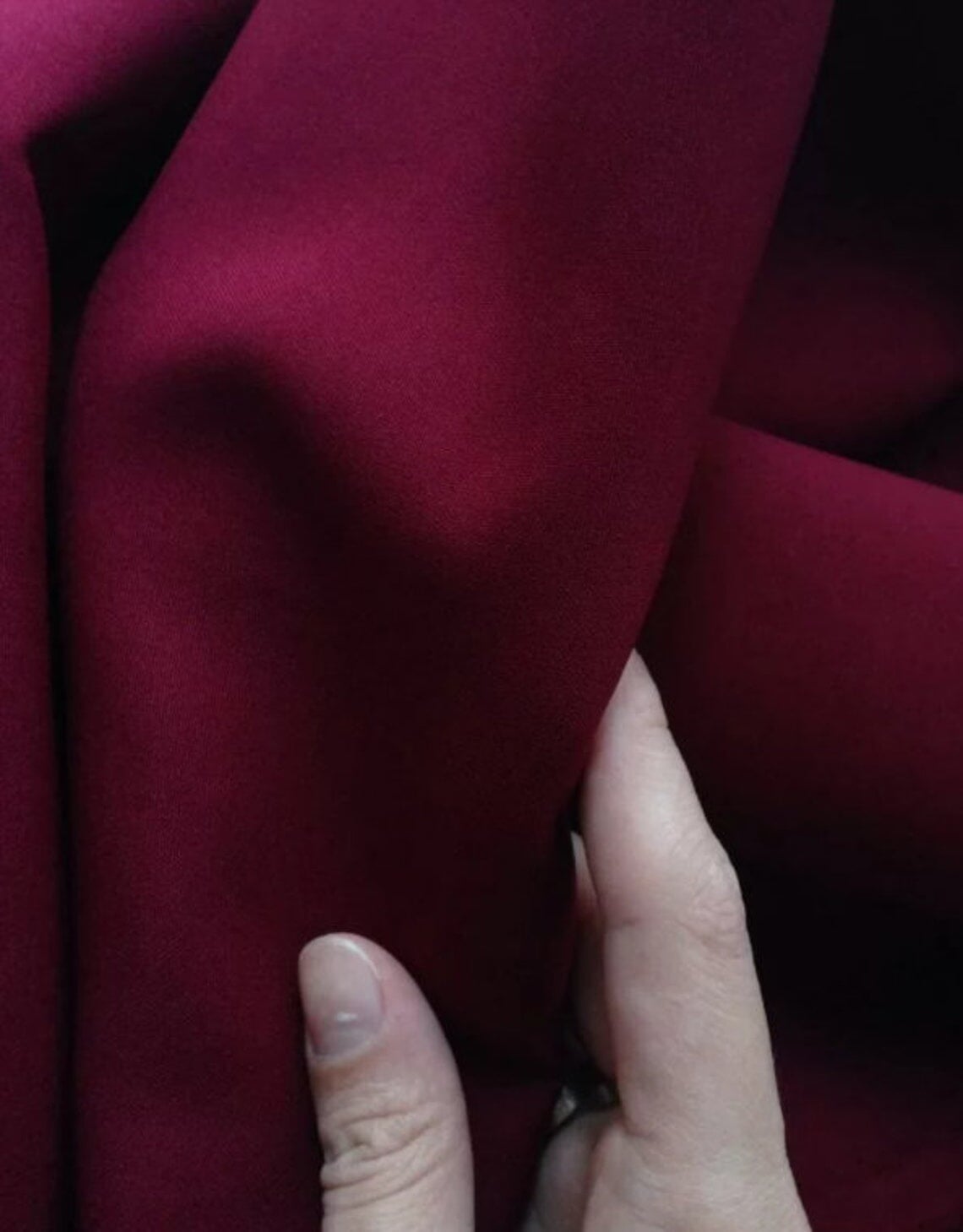 Burgundy Poly Poplin Fabric