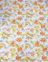Tropical Leaves On White Nylon Spandex Fabric - White Tropical Leaves, 58"-60" Width