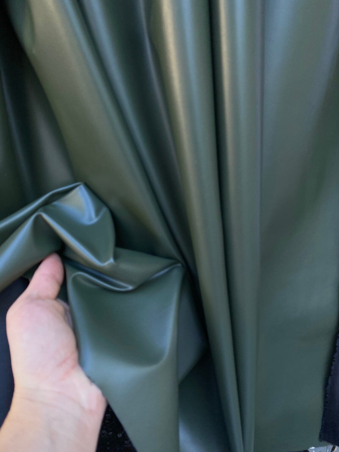 Stretch Faux Leather Olive Green
