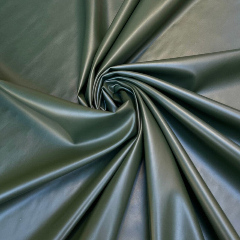 Stretch Faux Leather Olive Green