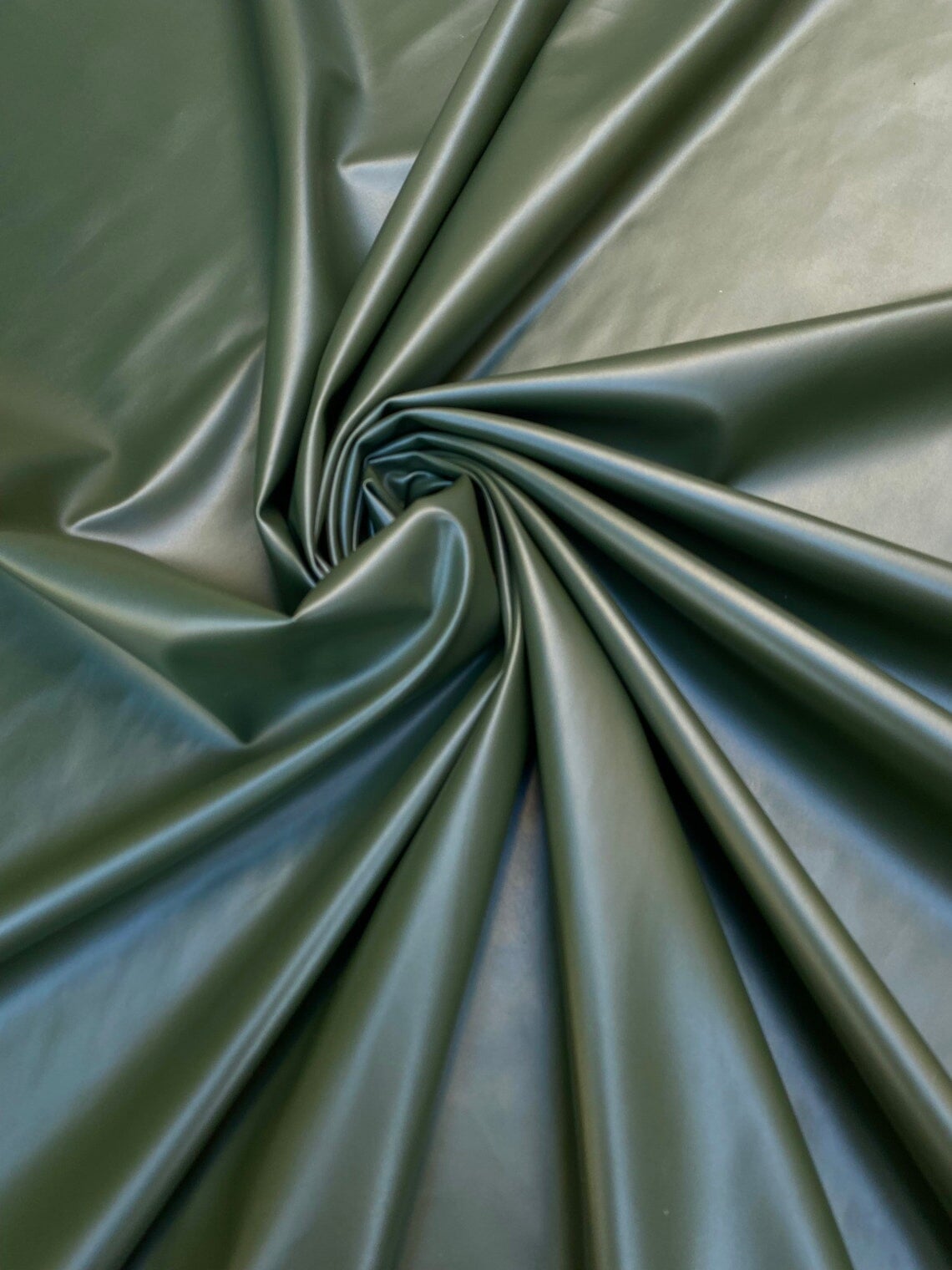 Stretch Faux Leather Olive Green