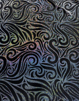 Swirl Hologram Snake Design Foil Polyester Spandex Velvet Fabric - Holo Black, Snake Scale Holographic Design, 58"-60" Width