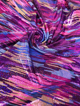 Shiny Hologram Color Splash Polyester Spandex Fabric - Hologram Color Splash, 58" Width