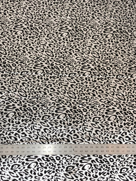 Cheetah Foil Design Nylon Spandex Fabric - Black/Gold, Black/Silver, White/Silver