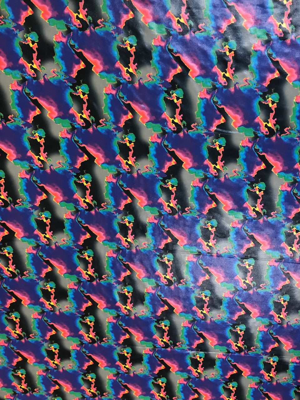 Colorful Abstract Print Polyester Spandex Fabric - Finger Foil Abstract Print, Red/Green, Purple/Green, Yellow/Pink, 58"-60" Width
