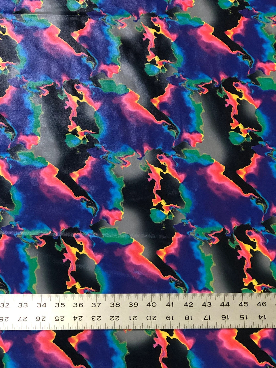 Colorful Abstract Print Polyester Spandex Fabric - Finger Foil Abstract Print, Red/Green, Purple/Green, Yellow/Pink, 58"-60" Width