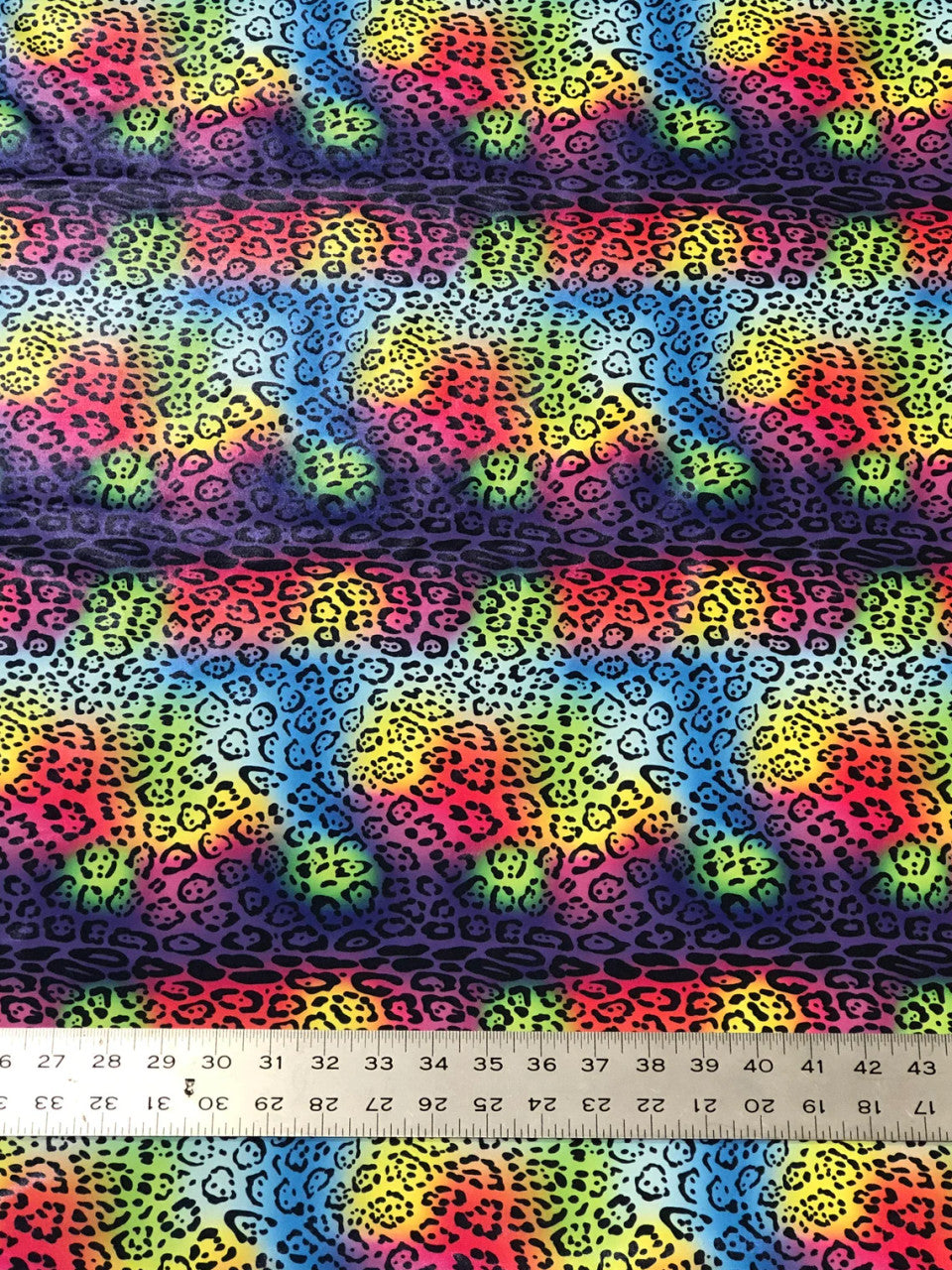 Cheetah Rainbow Print Polyester Spandex Fabric - Rainbow Cheetah Print, 58"-60" Width