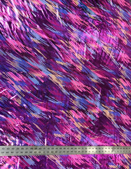 Shiny Hologram Color Splash Polyester Spandex Fabric - Hologram Color Splash, 58" Width