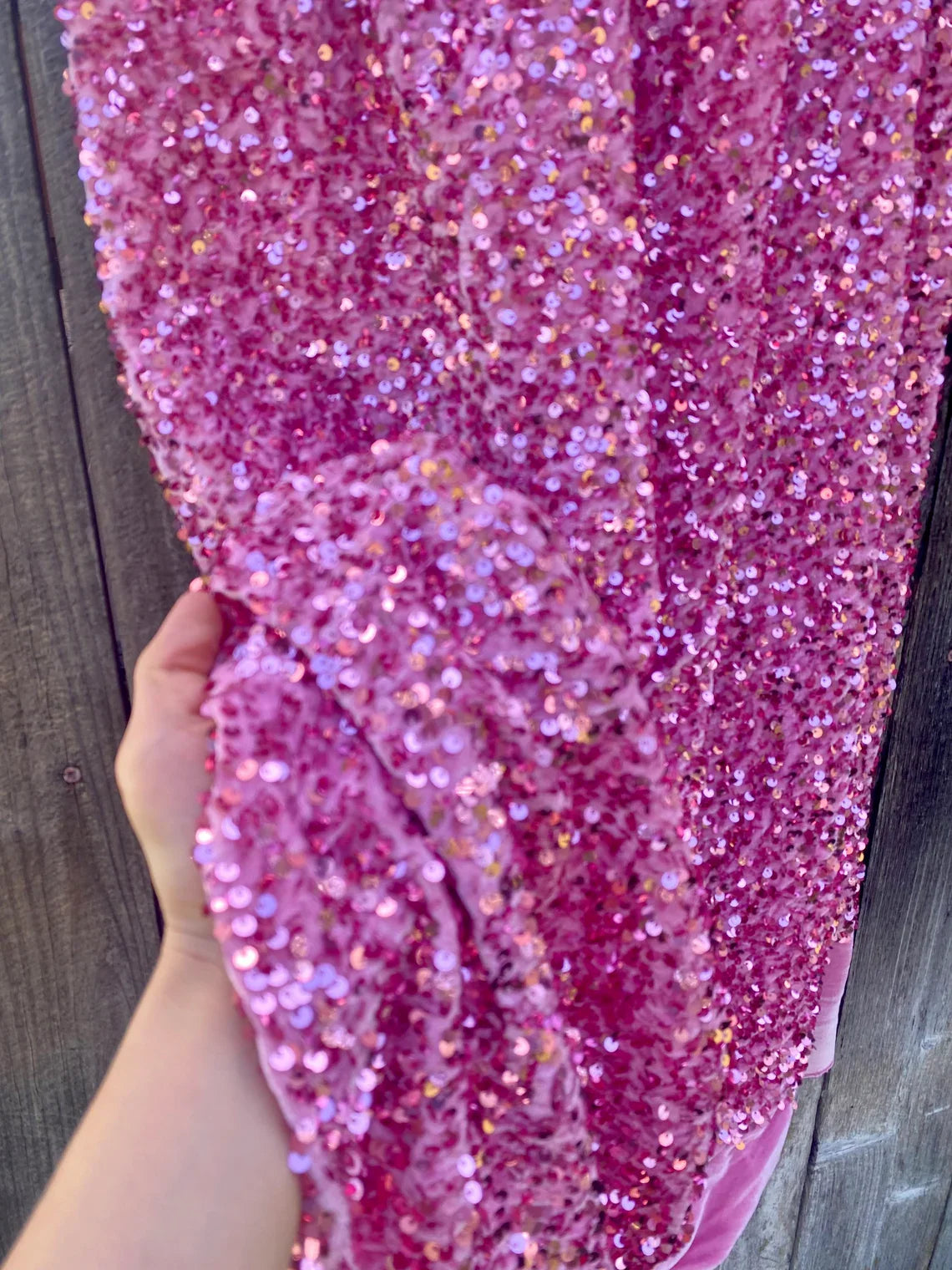 Pink Sequin Stretch Velvet