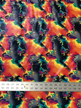 Colorful Abstract Print Polyester Spandex Fabric - Finger Foil Abstract Print, Red/Green, Purple/Green, Yellow/Pink, 58"-60" Width