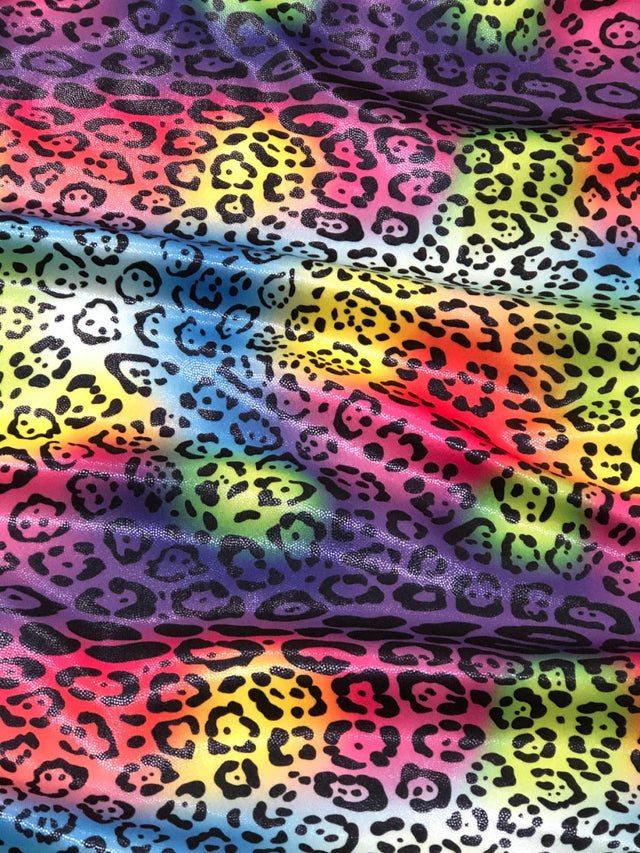 Cheetah Rainbow Print Polyester Spandex Fabric - Rainbow Cheetah Print, 58"-60" Width
