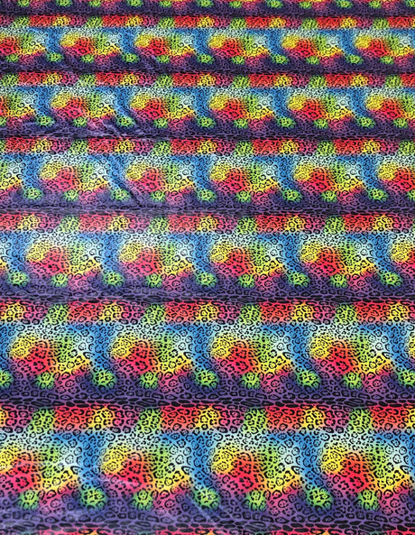 Cheetah Rainbow Print Polyester Spandex Fabric - Rainbow Cheetah Print, 58"-60" Width